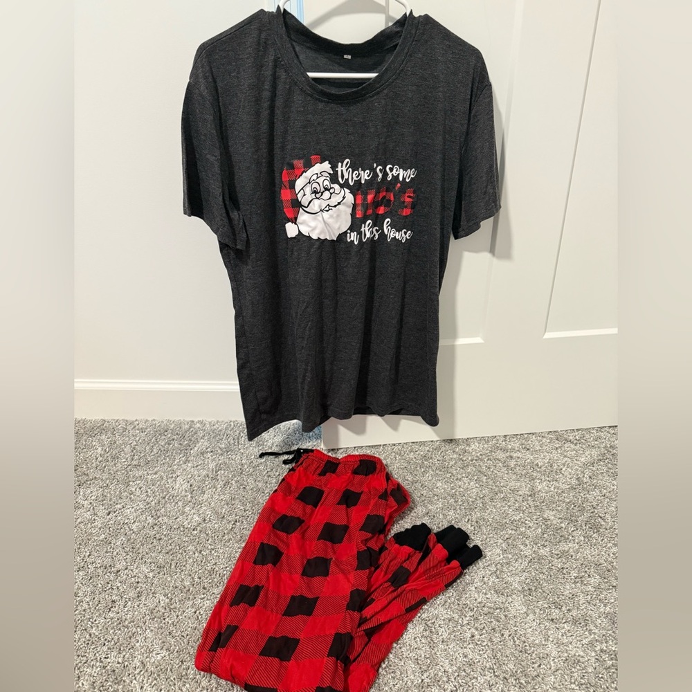 Santa Pajama Set - Black and Red